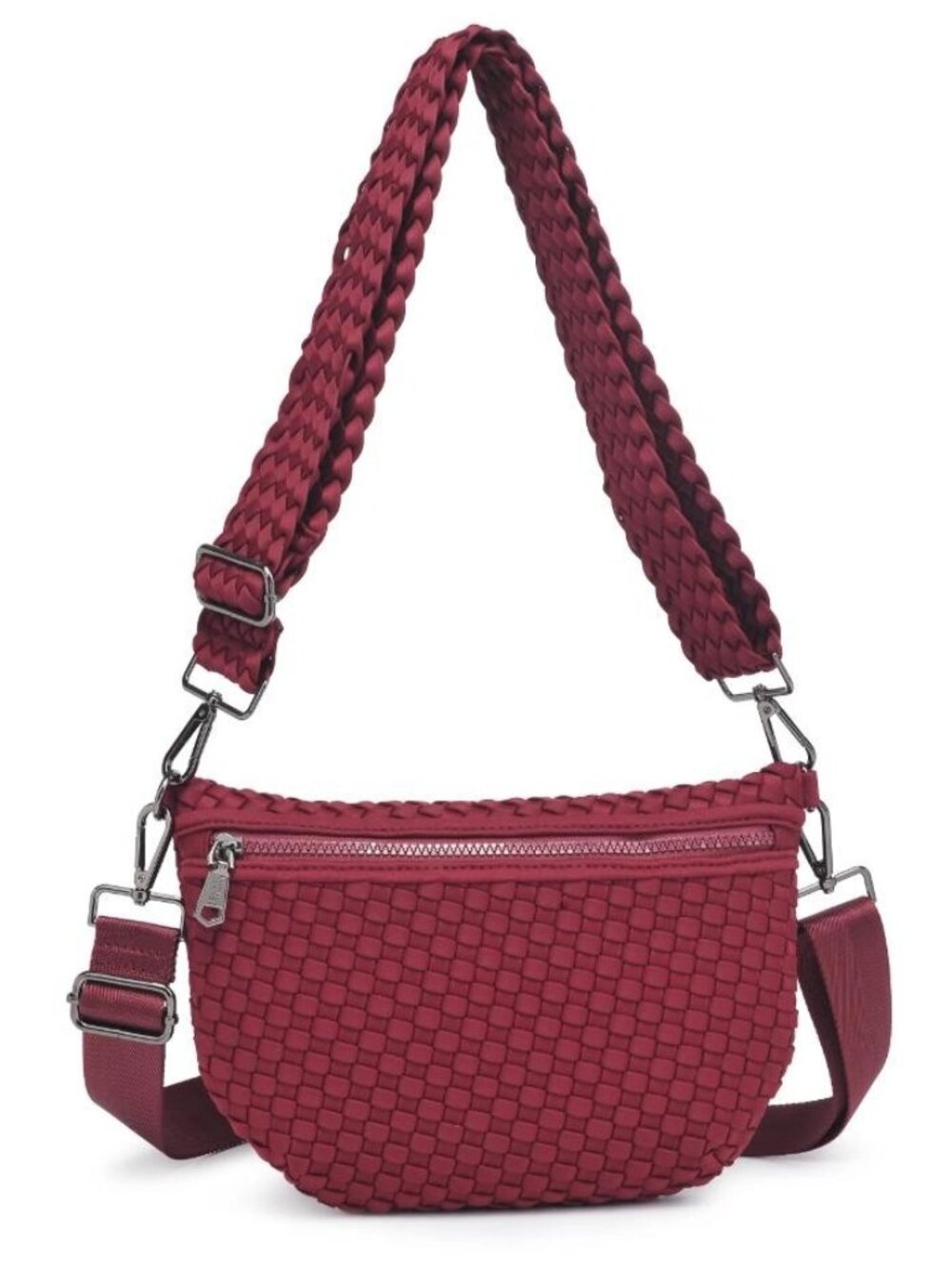 Sol and Selene Ethereal Woven Neoprene Wine Red Crossbody Bag Shoulder Purse NWT
